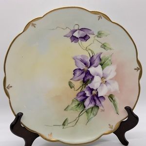 Vintage Hand Painted Purple and White Flower Limoge Plate - Bavaria